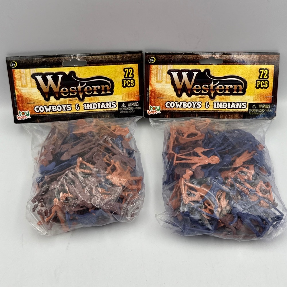 NEW Western Cowboys & Indians - 72 Plastic Figures- Indians Only- 2 Packs - 2012